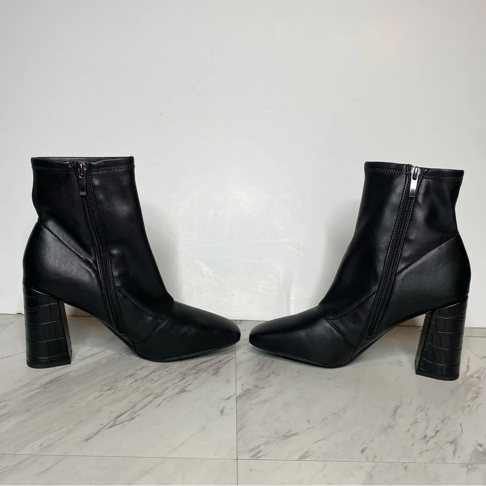 New! Franco Sarto Harmond Black Faux Leather Bootie 8 1/2 W